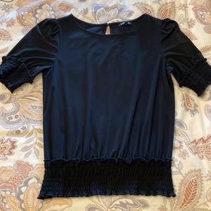 Express puff sleeve smocked bottom blouse